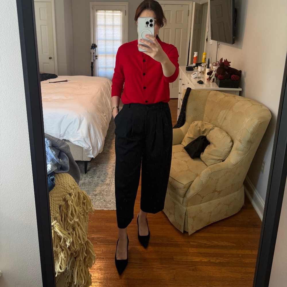 Cropped Wool-Blend Wide-Leg Pants, New